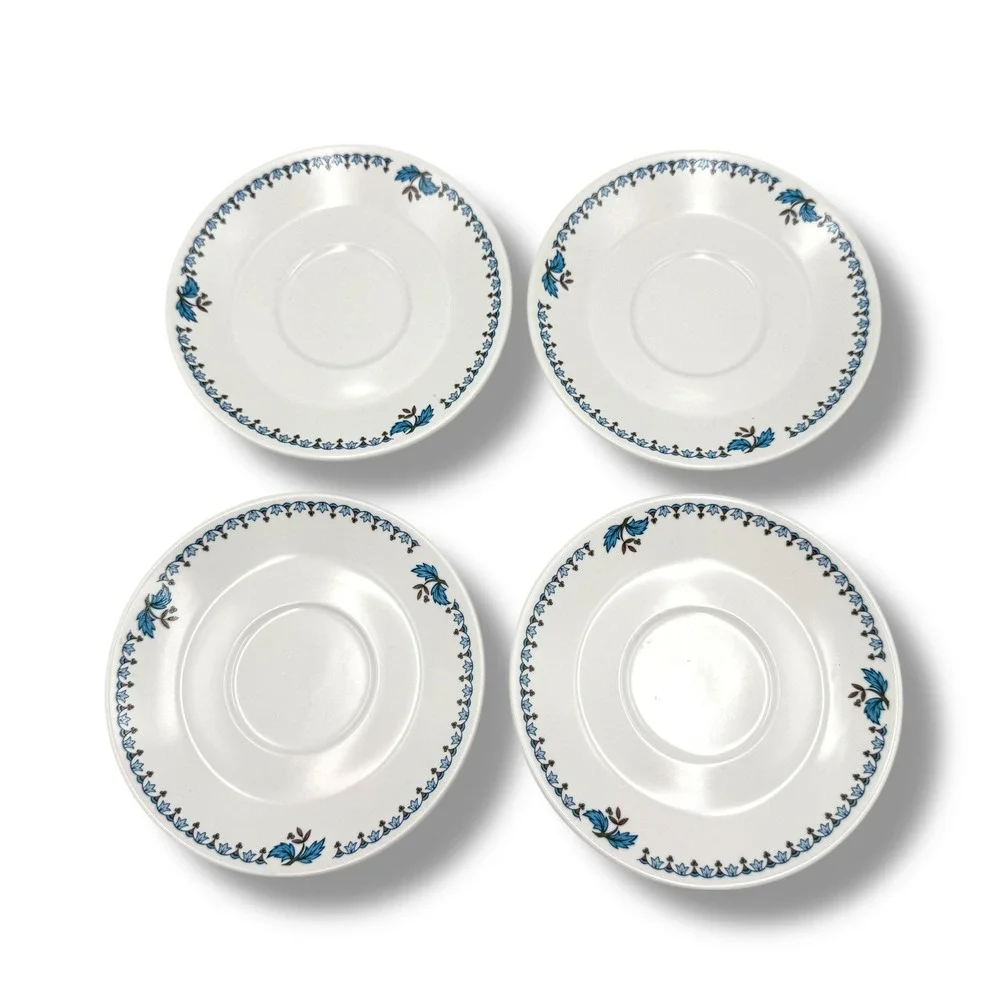 Noritake Saucers White Blue Moon 9022 Progression China Set of‎ 4